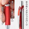 Pentel Energel Knock Ballpoint Pen, 0.5mm Needle Tip, Black Ink, Silver Body with Black Accent (BLN75Z-A)(Siver Body with Red Accent)