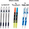 Pentel Note Taking Essentials 8 pack – 4 blue RSVP 0.7mm ballpoint pens, 2 Twin Checker Highlighters, 2 Quick Click 0.5mm Mechanical Pencils