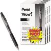 Pentel Wow! Ballpoint Pen Value Pack, Retractable, Medium 1 Mm, Black Ink, Black Barrel, 36/pack