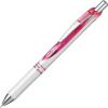 Pentel Energel Knock Ballpoint Pen, 0.5mm Needle Tip, Black Ink, Silver Body with Black Accent (BLN75Z-A)(Pearl White Body with Pink Accent)
