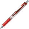 Pentel Energel Knock Ballpoint Pen, 0.5mm Needle Tip, Black Ink, Silver Body with Black Accent (BLN75Z-A)(Siver Body with Red Accent)