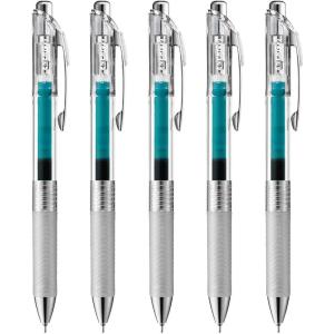 Pentel Energel Infree Gel Ink Ballpoint Pen 0.5mm, Needle Tip, Turquoise blue Ink, 5 pen set(Japan Import)