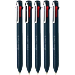 Pentel iZee 4 in 1 Ball Point Pen | Honeycomb Grip For Better Control & Stress-Free Writing | Metal Clip For Professional Look | Pack of 5 (0.7MM – Dark Blue Body)(0.7MM – Dark Blue Body)