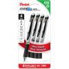 Pentel EnerGel RTX Liquid Gel Pens, Needle Tip, UltraFine (0.3mm), Black Ink, 4-pk (BLN73PF4A)(Black)