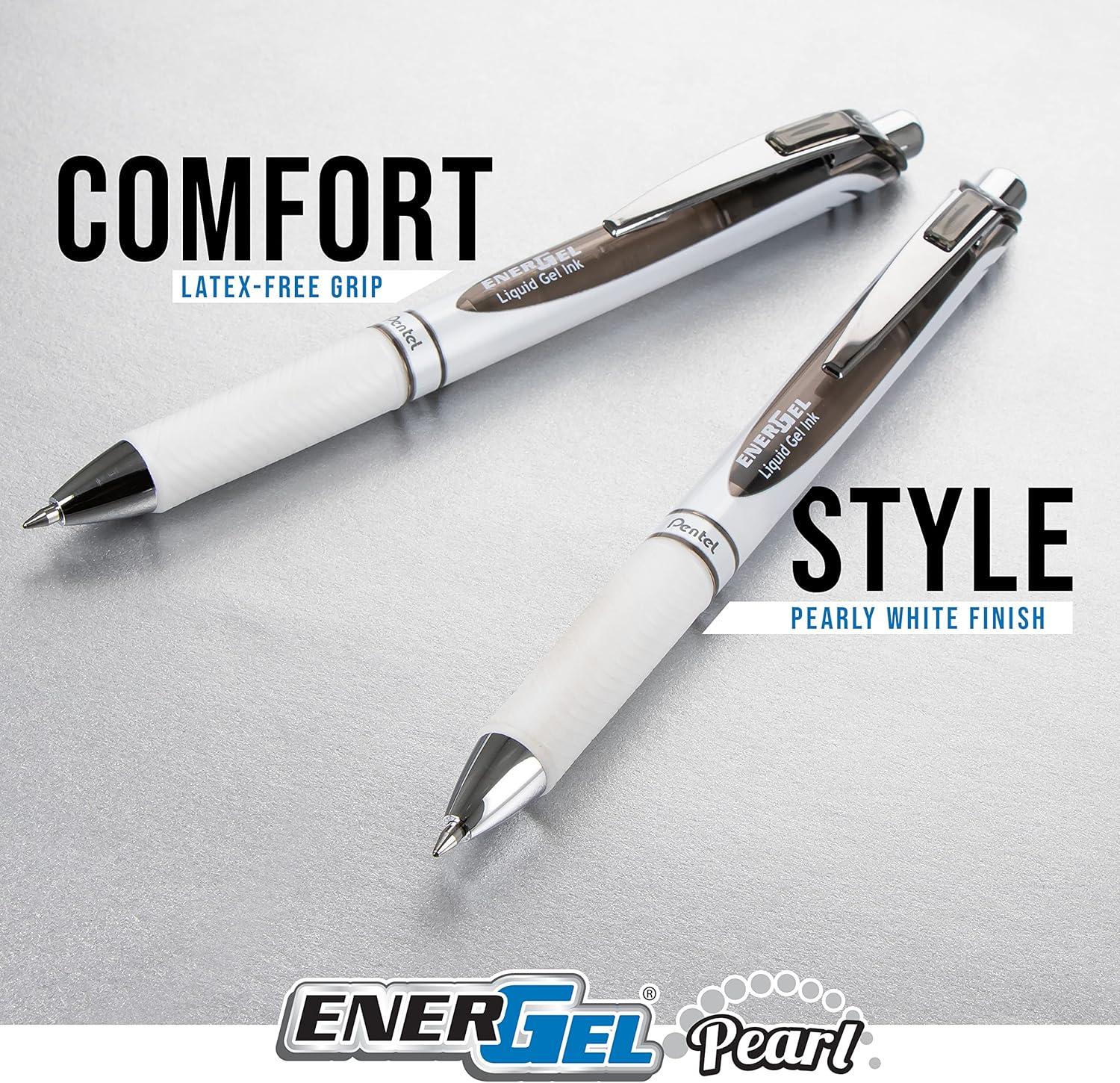 image:imagePentel EnerGel RTX Pearl Liquid Gel Pen 05mm Needle Tip Fine Line Asstd Ink 14Pk Plastic Box
