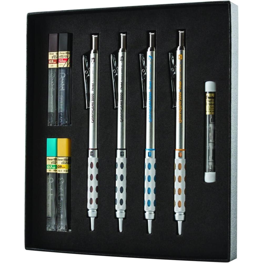image:imagePentel Arts GraphGear 1000 Mechanical Pencil Premium Gift Set with Refill Leads amp Erasers PG1000BXSET1 Count Pack of 1