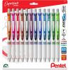 Pentel EnerGel RTX Pearl Liquid Gel Pen, (0.5mm) Needle Tip, Fine Line, Asstd. Ink, 12-Pk