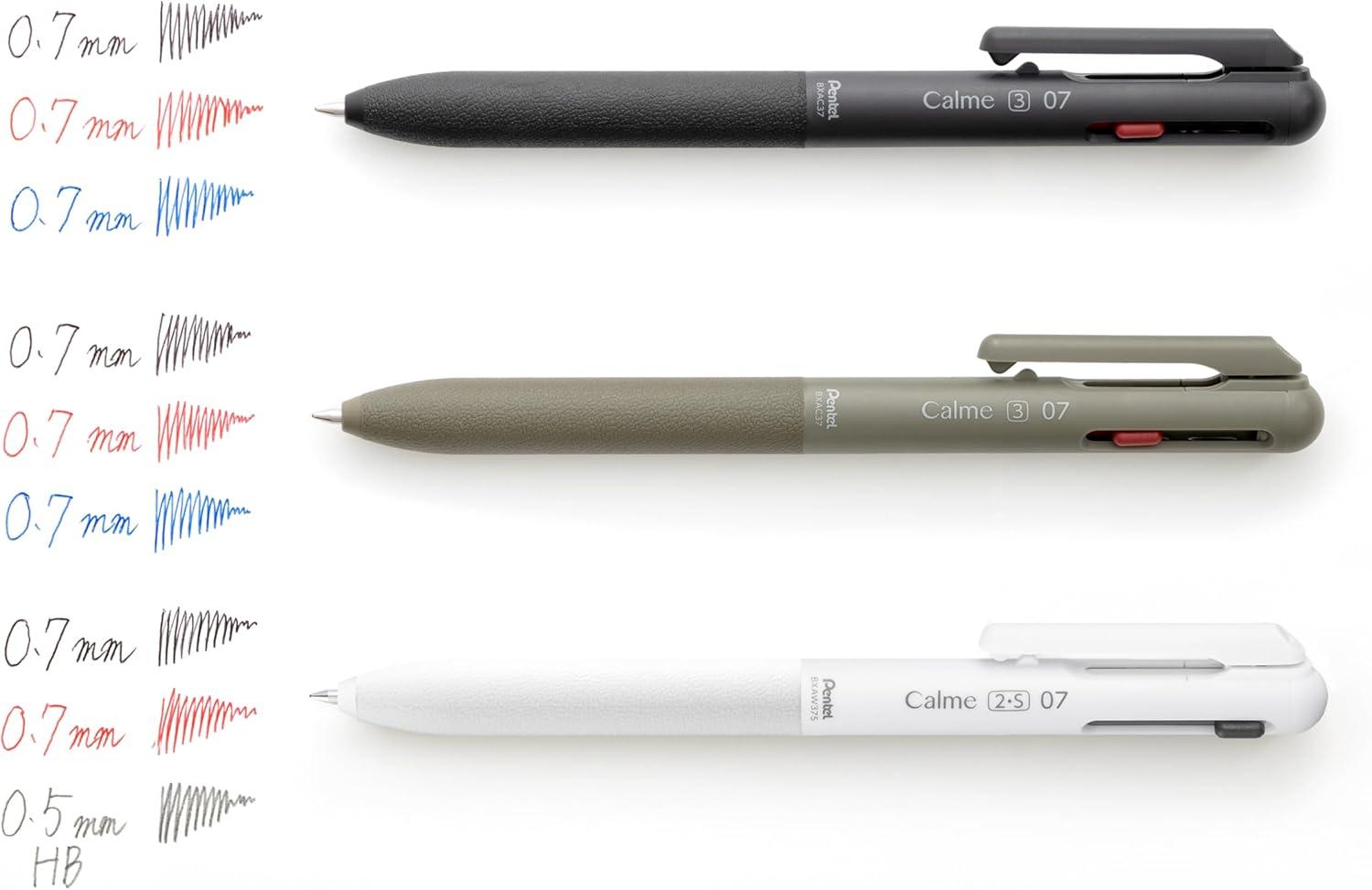 image:imagePentel XBXAC35W Calme TriColor Ballpoint Pen 002 inches 05 mm Grayish White 5 PiecesBlack Axle10