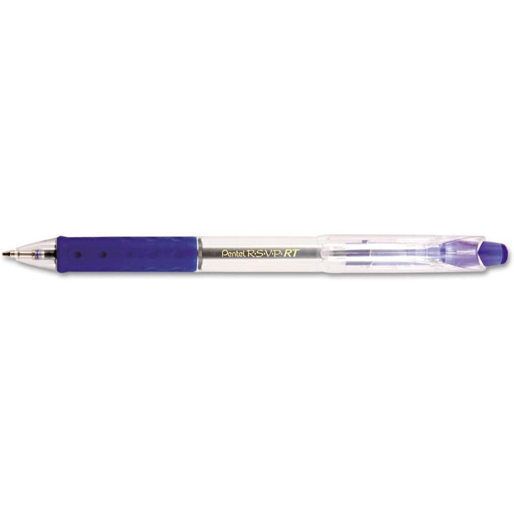 image:imagePentel Rsvp Rt Ballpoint Pen Retractable Medium 1 Mm Blue Ink Clear Barrel Dozen