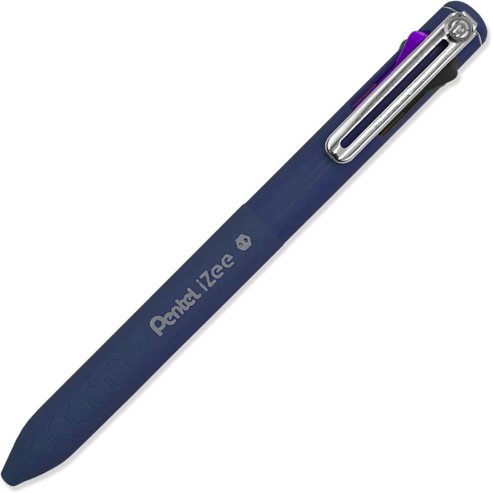 image:imagePentel iZee 4 Colour Ballpoint Pen Deep Violet Barrel Multi Ink Black Violet Blue amp Green Ink Single Pen