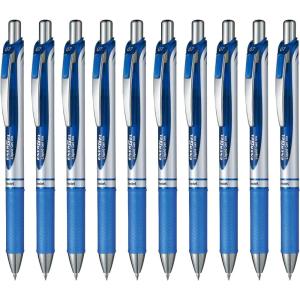 Pentel BL80-C 1.0 Blue Gel Ballpoint Pen EnerGel Ink 10 Pens(0.03 inch (0.7 mm)  Blue (Silver Shaft))