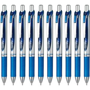 Pentel BL80-C 1.0 Blue Gel Ballpoint Pen EnerGel Ink 10 Pens(1.0 mm Blue Silver Shaft:)