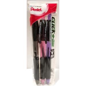 Pentel Click-n-Go Retractable Ballpoint Pens, Medium Black Ink, 3-Pack (BK450PP3M) by Pentel