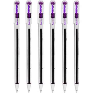 Pentel Superb Ballpoint Pen Ball Point Pens 0.7mm Nib Tip 0.25mm Line Width Fine Line Refillable Ink BK77 – Pack Of 6 – Violet