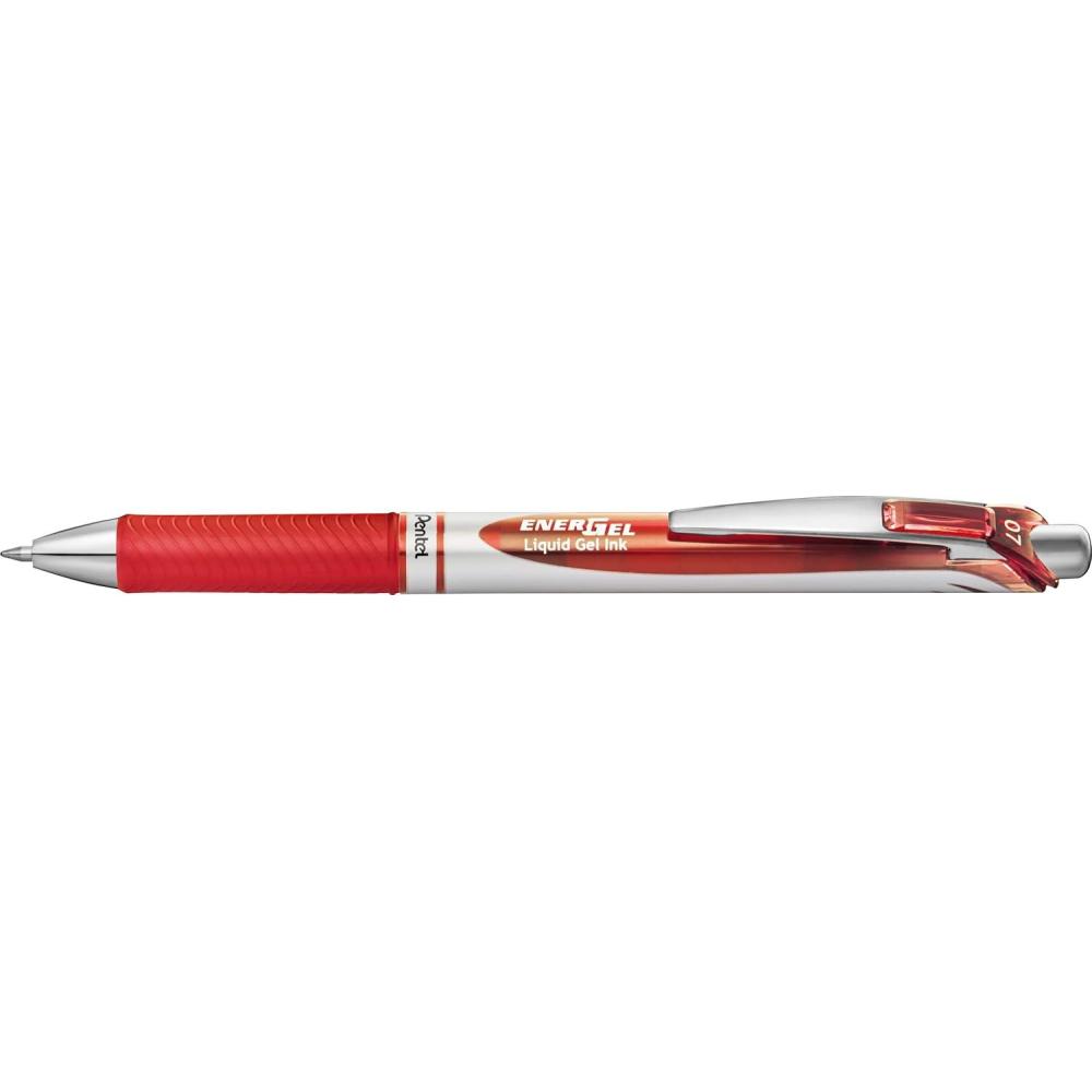 image:imagePentel Energel Knock Ballpoint Pen 07mm Triangle Tip Siver Body with Blue Accent BL77CSiver Body With Red Accent