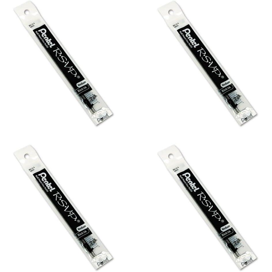 image:imagePentel Refill Ink for BK91 Pentel RSVP Ballpoint Pen Medium Line Black Ink 2Pack BKL10A 4 Packs