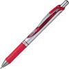 Pentel Energel Knock Ballpoint Pen, 0.7mm Triangle Tip, Siver Body with Blue Accent (BL77-C)(Siver Body With Red Accent)
