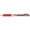 Pentel Energel Knock Ballpoint Pen, 0.7mm Triangle Tip, Siver Body with Blue Accent (BL77-C)(Siver Body With Red Accent)