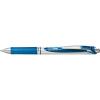 Pentel Energel Knock Ballpoint Pen, 0.7mm Triangle Tip, Siver Body with Blue Accent (BL77-C)(Siver Body with Blue Accent)