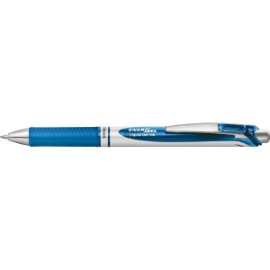 Pentel Energel Knock Ballpoint Pen, 0.7mm Triangle Tip, Siver Body with Blue Accent (BL77-C)(Siver Body with Blue Accent)