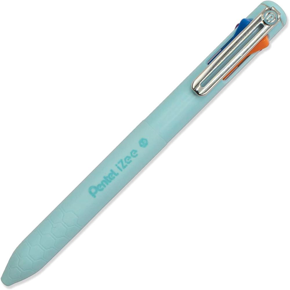 image:imagePentel iZee 4 Colour Ballpoint Pen Sky Blue Barrel Multi Ink Orange Pink Sky Blue amp Violet Ink Single Pen