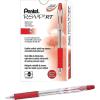Pentel BK93B R.S.V.P. RT Retractable Ballpoint Pen, 1mm, Clear Barrel, Red Ink, Dozen
