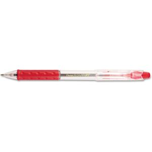 Pentel BK93B R.S.V.P. RT Retractable Ballpoint Pen, 1mm, Clear Barrel, Red Ink, Dozen