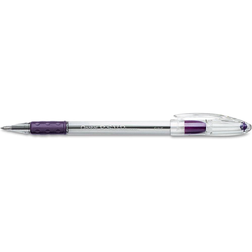 image:imageRSVP Stick Ballpoint Pen 7mm Trans Barrel Violet Ink Dozen