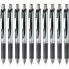 Pentel BL77-A EnerGel Ink Ballpoint Pen, 0.7 Black, 10 Pieces(0.03 inch (0.7 mm) Black Silver Shaft:)