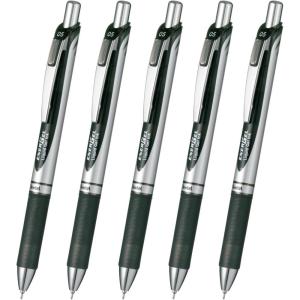 Pentel BL77-A EnerGel Ink Ballpoint Pen, 0.7 Black, 10 Pieces(0.02 inch (0.5 mm) Black Silver Shaft:)