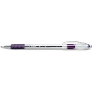 R.S.V.P. Stick Ballpoint Pen, .7mm, Trans Barrel, Violet Ink, Dozen