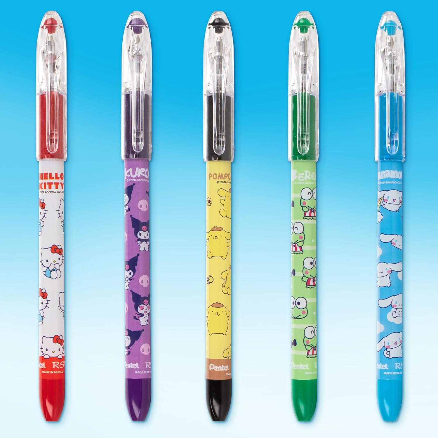 image:imagePentel RSVP Ballpoint Pen Hello Kitty and Friends Limited Edition Mix 1 07mm Fine Line Assorted Ink 5Pk BK90HKPF5M