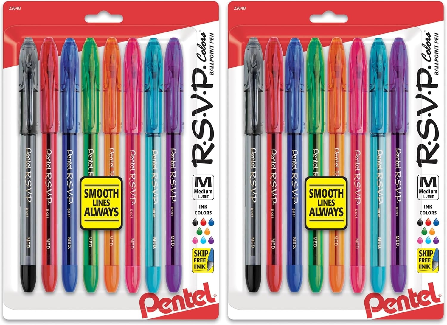 image:imagePentel RSVP Ballpoint Pen10mmMedium LineAssorted Ink BK91CRBP8MPack of 16Multicolor