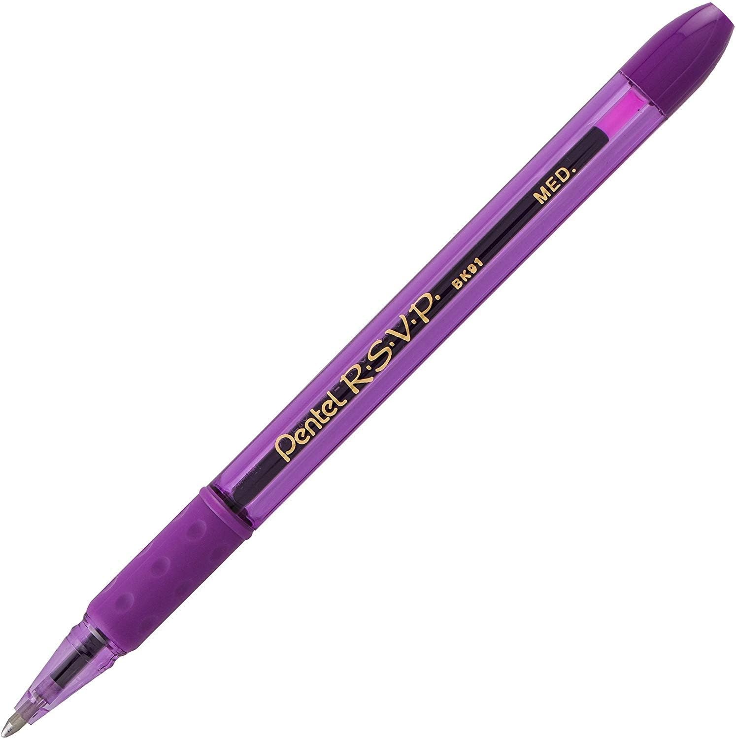 image:imagePentel RSVP Ballpoint Pen10mmMedium LineAssorted Ink BK91CRBP8MPack of 16Violet Ink