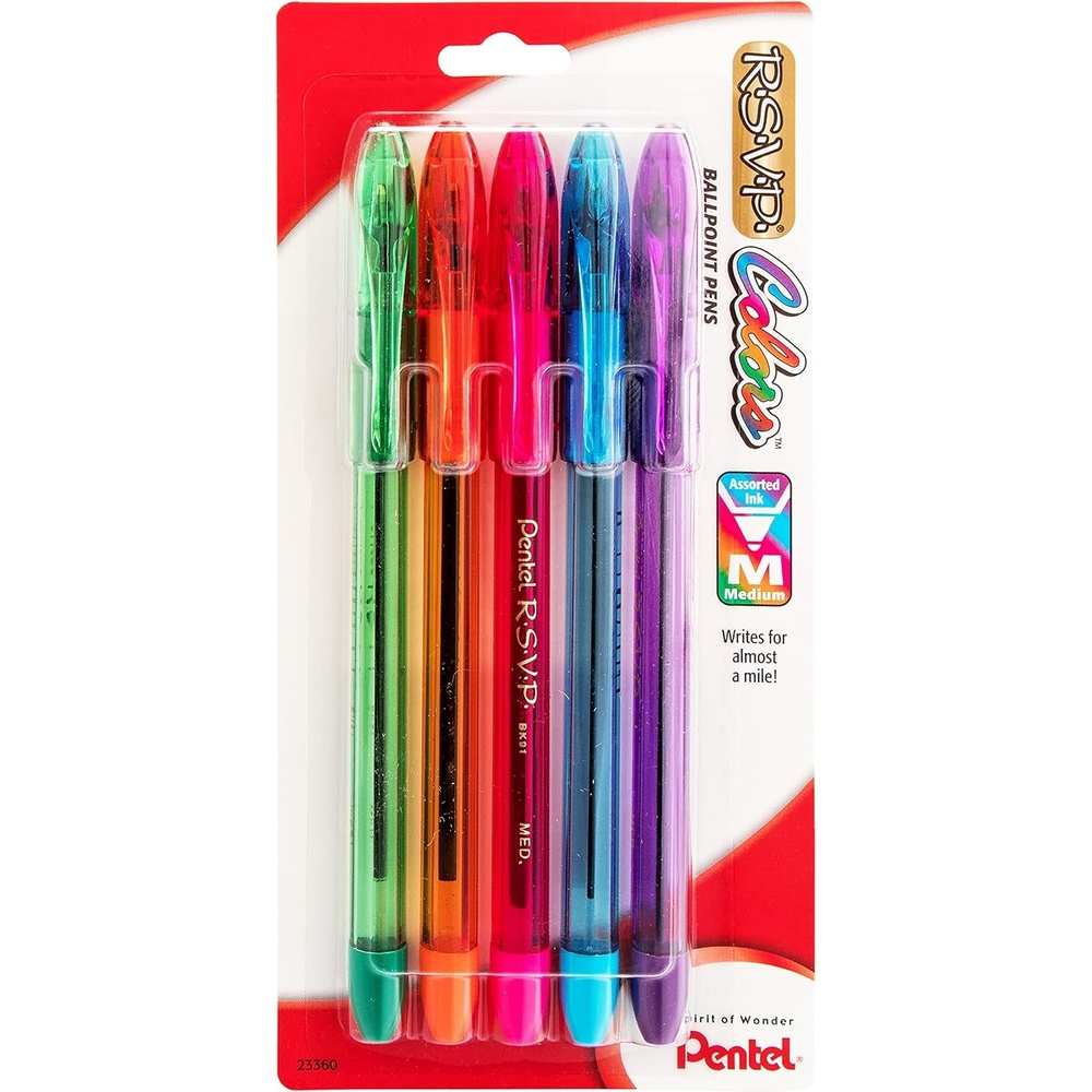image:imagePentel RSVP Ballpoint Pen10mmMedium LineAssorted Ink BK91CRBP8MPack of 16Assorted