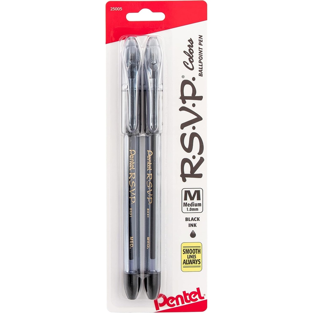 image:imagePentel RSVP Ballpoint Pen10mmMedium LineAssorted Ink BK91CRBP8MPack of 16Black