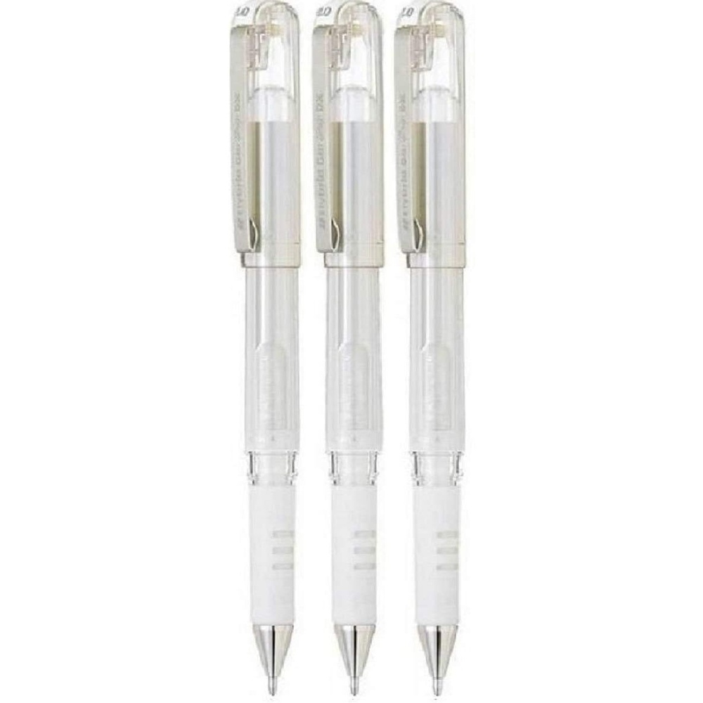 image:imagePentel White Hybrid Gel Grip DX Metallic Gel Pens Broad 1mm Tip Nib 05mm Line Width Gel Ink K230WO Pack of 3