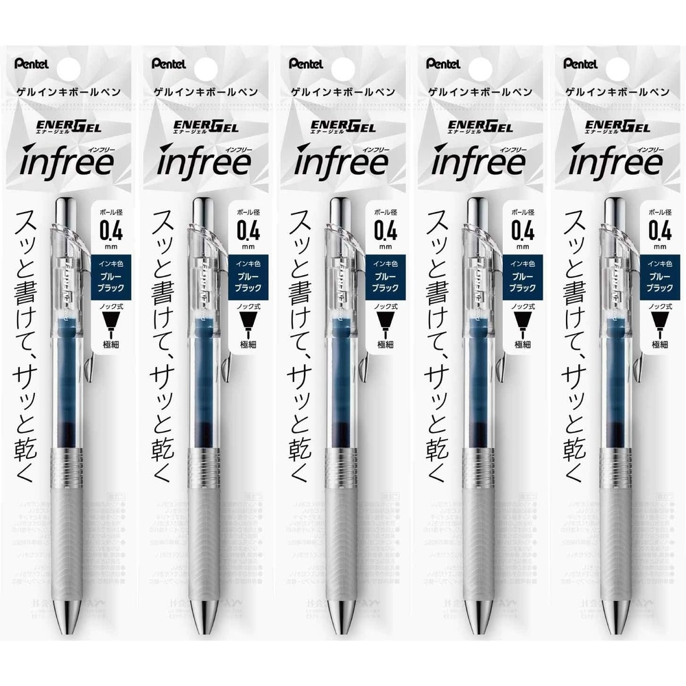 image:imagePentel XBLN74TLCA Gel Ink Ballpoint Pen ENERGEL IN FREE 04 Blue Black 5 Pack